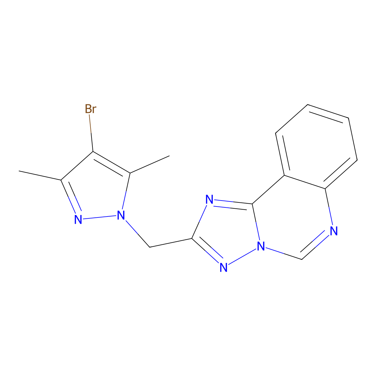 2-[(4-bromo-3,5-dimethyl-1H-pyrazol-1-yl)methyl][1,2,4]triazolo[1,5-c]quinazoline molecular structure, CAS 1005700-14-0