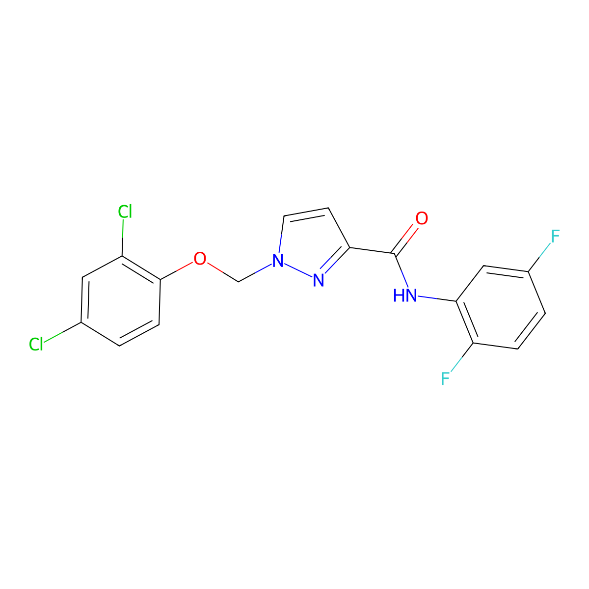 1-[(2,4-dichlorophenoxy)methyl]-N-(2,5-difluorophenyl)-1H-pyrazole-3-carboxamide molecular structure, CAS 1005700-18-4