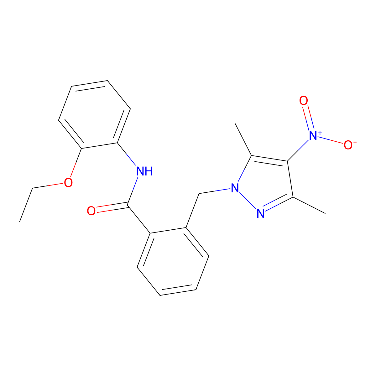 2-[(3,5-dimethyl-4-nitropyrazol-1-yl)methyl]-N-(2-ethoxyphenyl)benzamide molecular structure, CAS 1005700-33-3