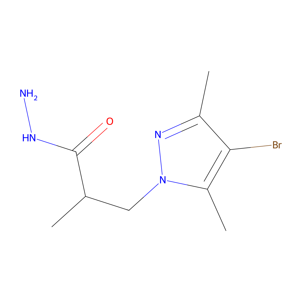 3-(4-bromo-3,5-dimethyl-1H-pyrazol-1-yl)-2-methylpropanehydrazide molecular structure, CAS 1005700-37-7