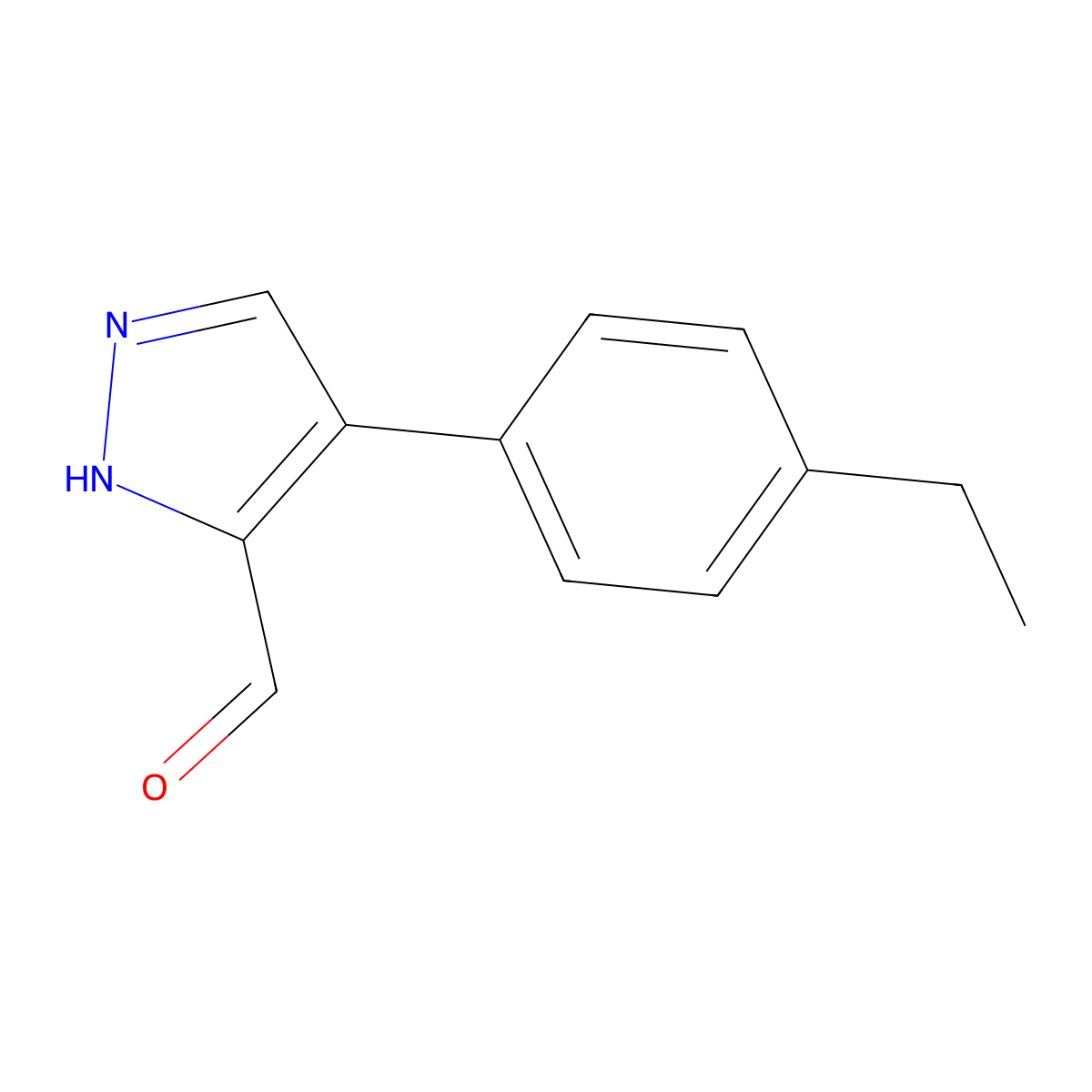 4-(4-ethylphenyl)-1H-pyrazole-3-carbaldehyde molecular structure, CAS 1005700-74-2