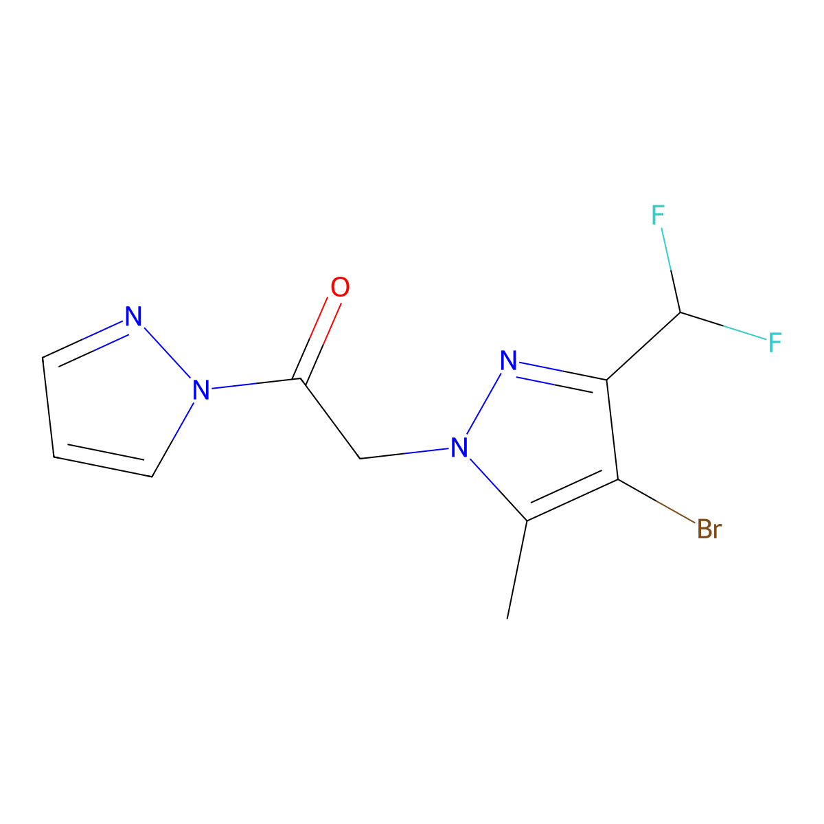 2-[4-Bromo-3-(difluoromethyl)-5-methylpyrazol-1-yl]-1-pyrazol-1-ylethanone molecular structure, CAS 1005700-75-3