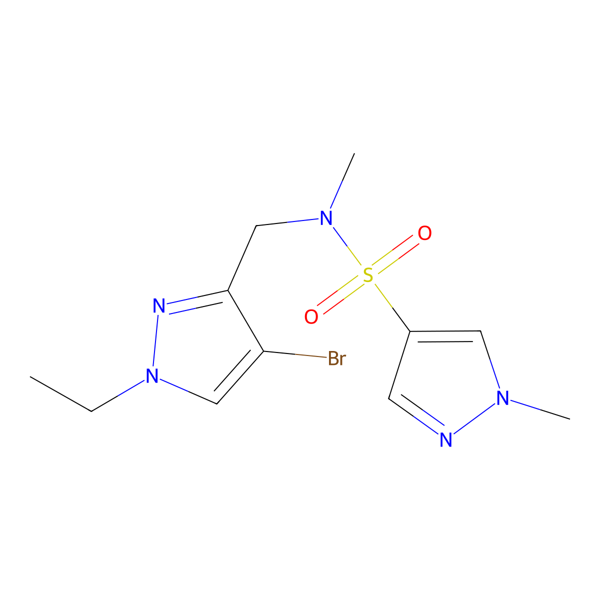 N-[(4-bromo-1-ethyl-1H-pyrazol-3-yl)methyl]-N,1-dimethyl-1H-pyrazole-4-sulfonamide molecular structure, CAS 1005701-37-0
