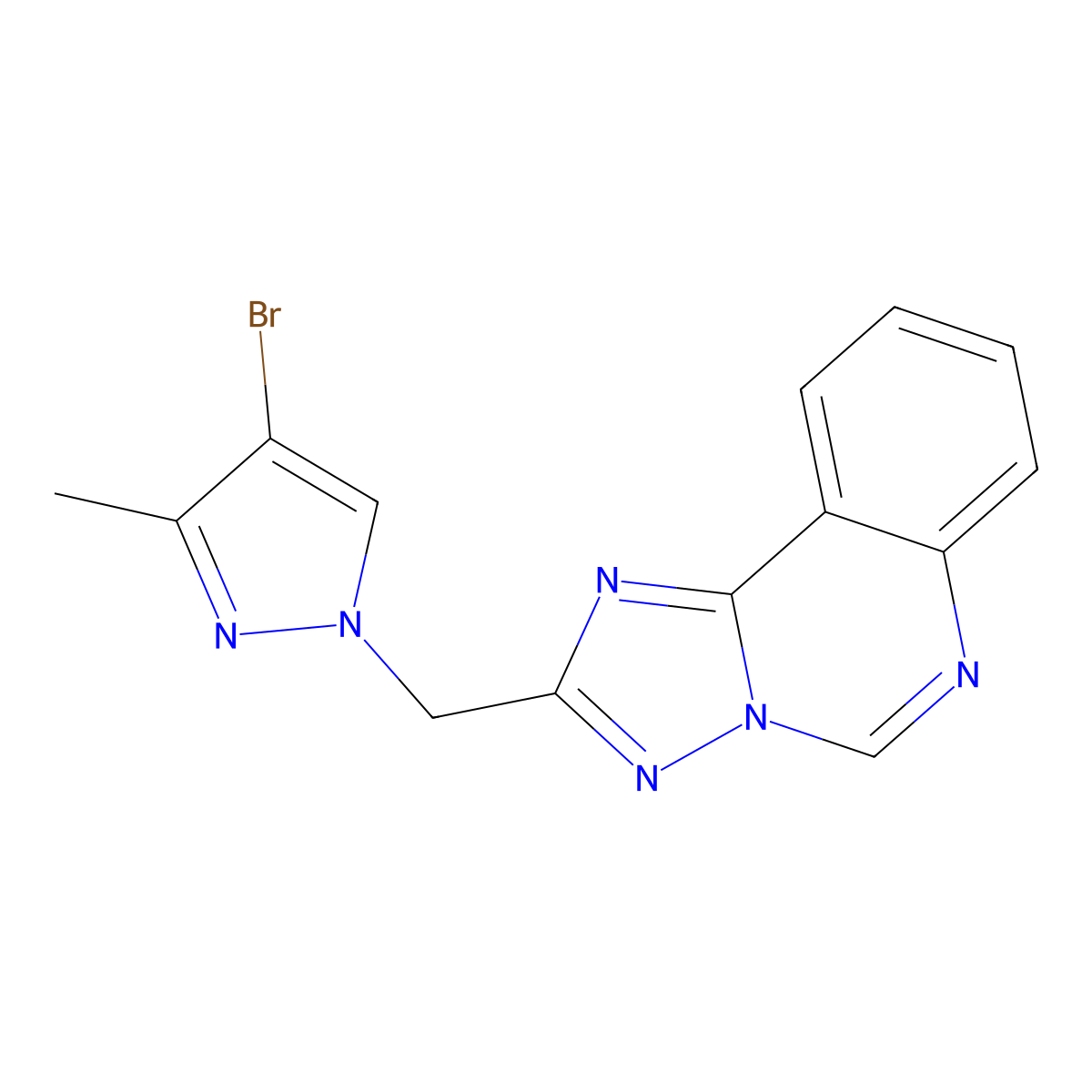 2-[(4-bromo-3-methyl-1H-pyrazol-1-yl)methyl][1,2,4]triazolo[1,5-c]quinazoline molecular structure, CAS 1005702-49-7