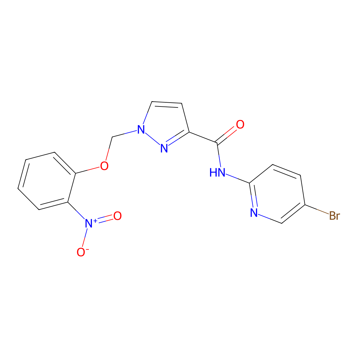 N-(5-bromopyridin-2-yl)-1-[(2-nitrophenoxy)methyl]pyrazole-3-carboxamide molecular structure, CAS 1005702-89-5