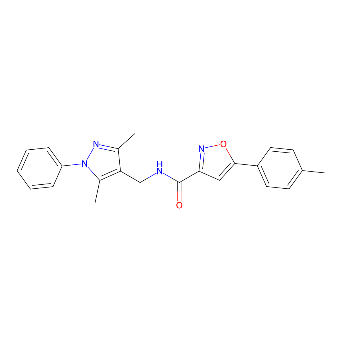 N-[(3,5-dimethyl-1-phenyl-1H-pyrazol-4-yl)methyl]-5-(4-methylphenyl)-1,2-oxazole-3-carboxamide molecular structure, CAS 1005703-90-1