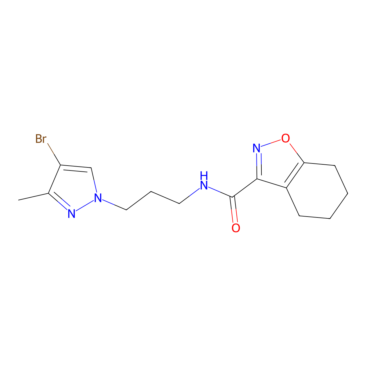 N-[3-(4-bromo-3-methyl-1H-pyrazol-1-yl)propyl]-4,5,6,7-tetrahydro-1,2-benzoxazole-3-carboxamide molecular structure, CAS 1005707-01-6