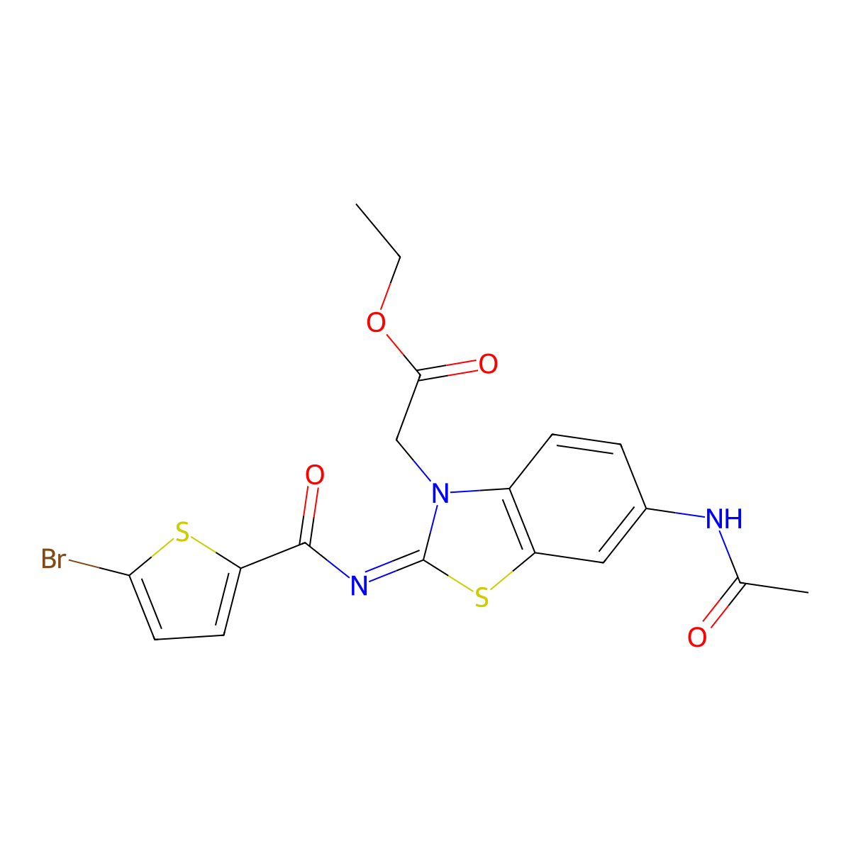 (Z)-ethyl 2-(6-acetamido-2-((5-bromothiophene-2-carbonyl)imino)benzo[d]thiazol-3(2H)-yl)acetate molecular structure, CAS 1005715-78-5