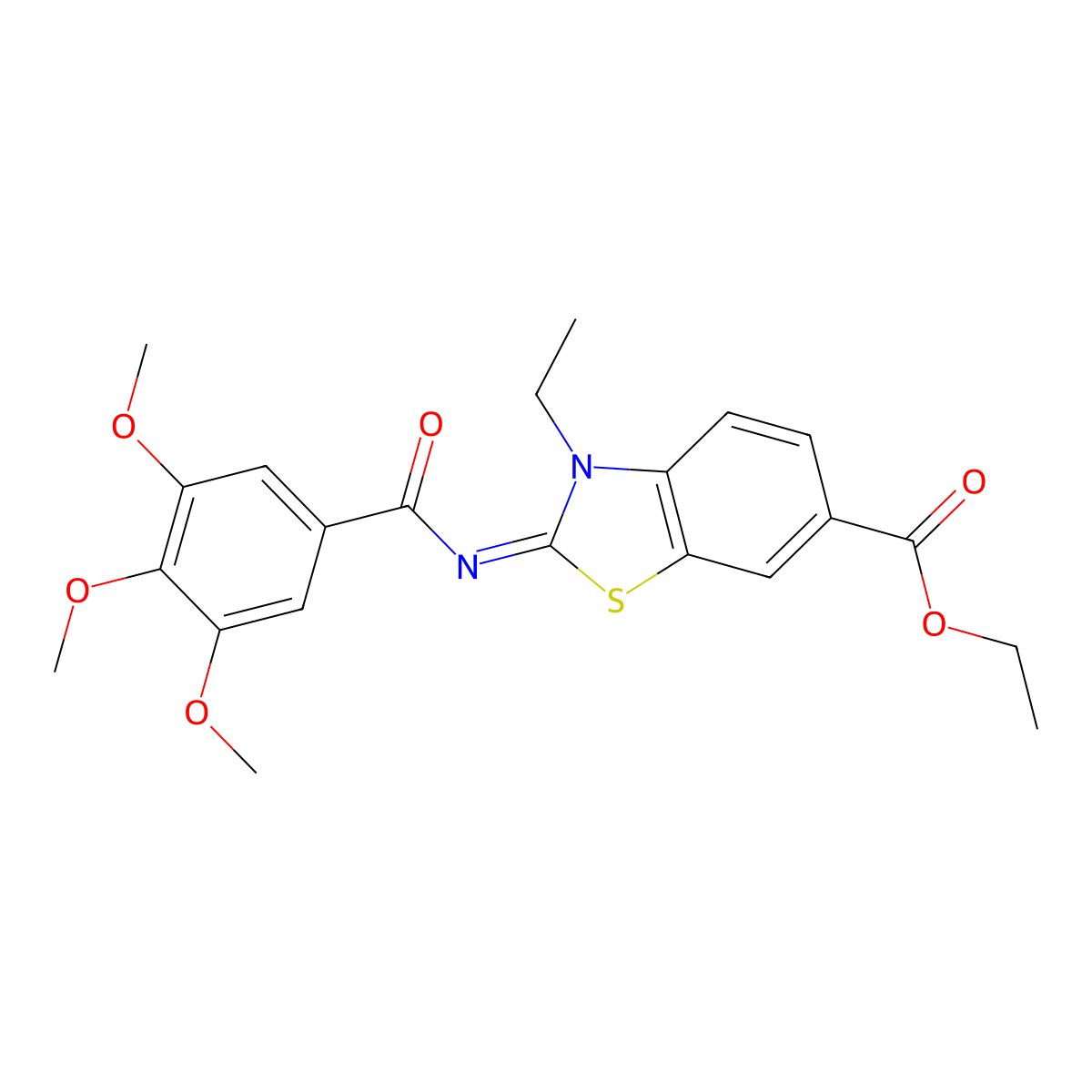 (E)-ethyl 3-ethyl-2-((3,4,5-trimethoxybenzoyl)imino)-2,3-dihydrobenzo[d]thiazole-6-carboxylate molecular structure, CAS 1005723-80-7