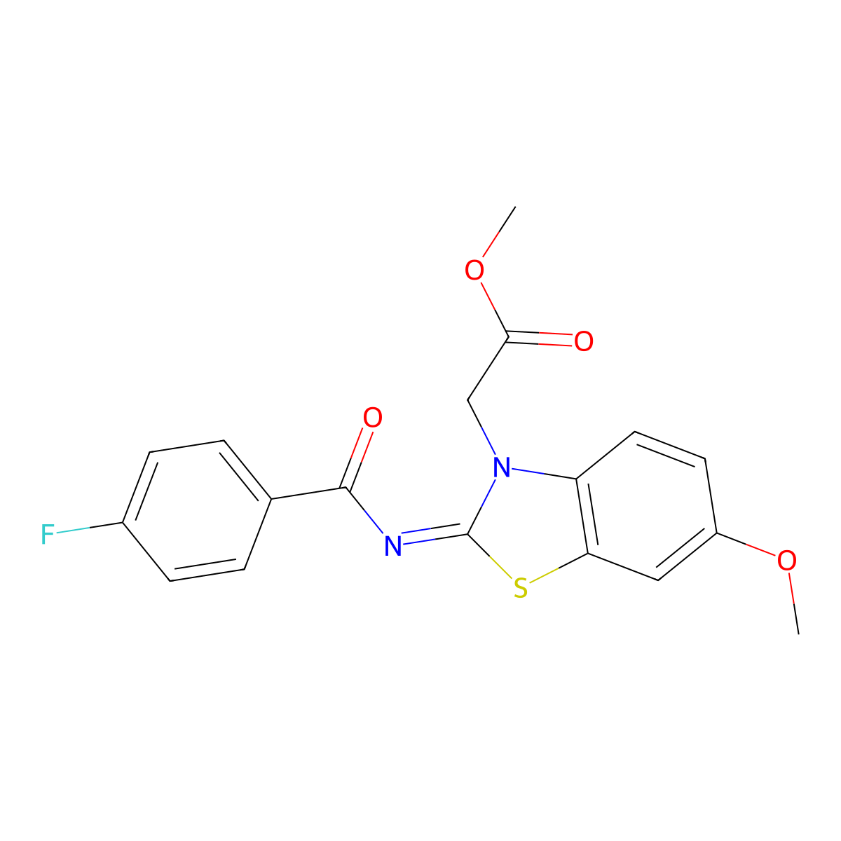 (Z)-methyl 2-(2-((4-fluorobenzoyl)imino)-6-methoxybenzo[d]thiazol-3(2H)-yl)acetate molecular structure, CAS 1005728-44-8