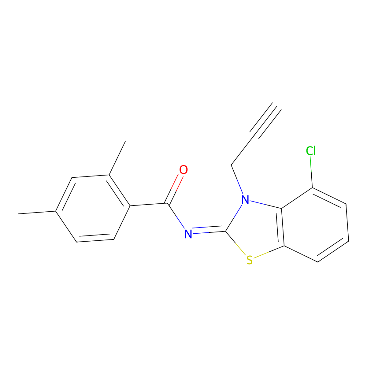 (Z)-N-(4-chloro-3-(prop-2-yn-1-yl)benzo[d]thiazol-2(3H)-ylidene)-2,4-dimethylbenzamide molecular structure, CAS 1005729-21-4