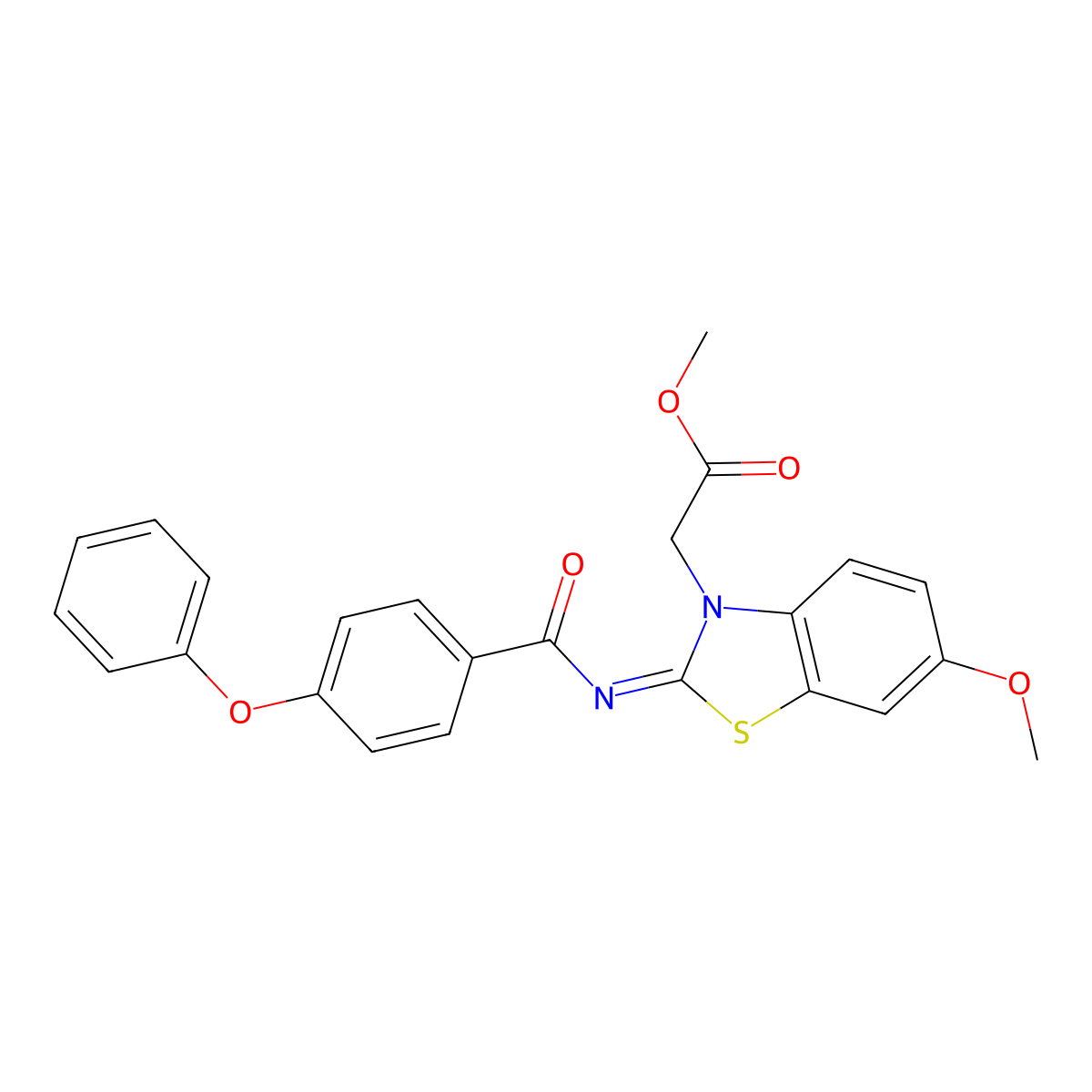 Methyl 2-[6-methoxy-2-(4-phenoxybenzoyl)imino-1,3-benzothiazol-3-yl]acetate molecular structure, CAS 1005729-22-5