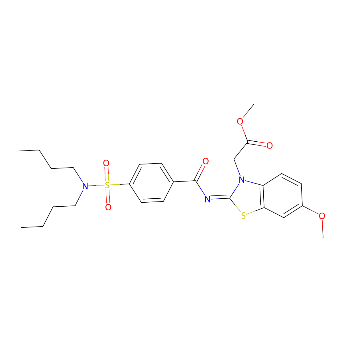 (Z)-methyl 2-(2-((4-(N,N-dibutylsulfamoyl)benzoyl)imino)-6-methoxybenzo[d]thiazol-3(2H)-yl)acetate molecular structure, CAS 1005729-37-2