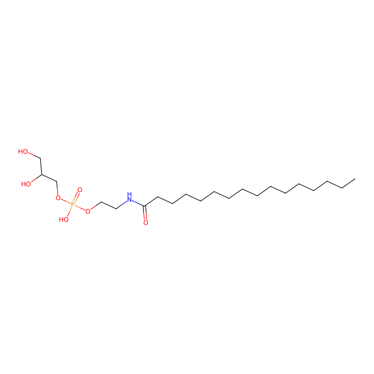 2,3-Dihydroxypropyl 2-(hexadecanoylamino)ethyl hydrogen phosphate molecular structure, CAS 100575-09-5