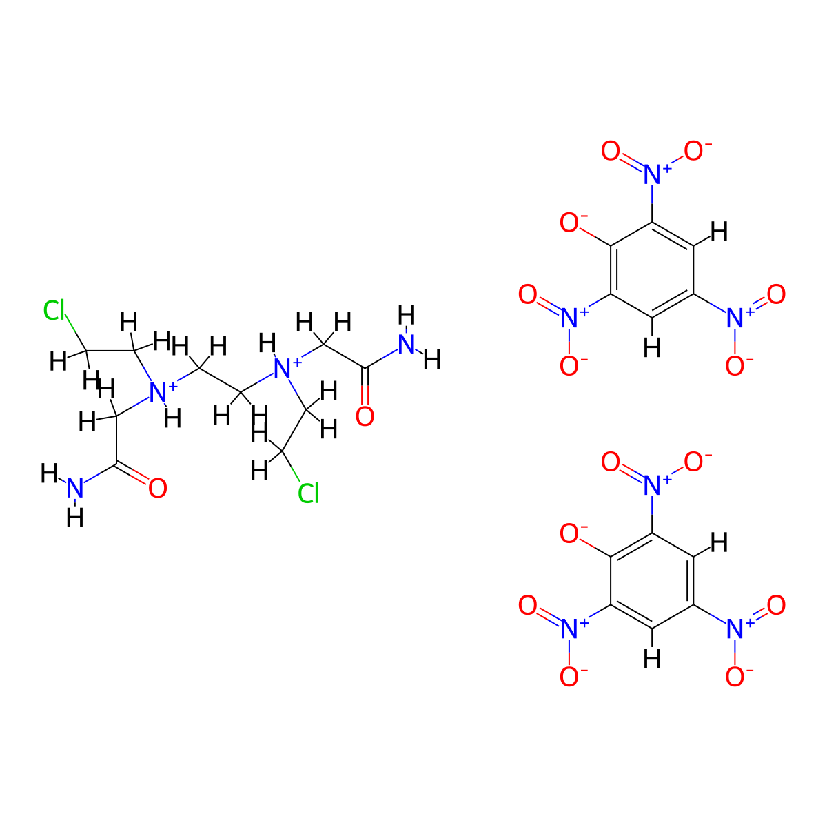 Acetamide, 2,2'-(ethylenebis((2-chloroethyl)imino))bis-, dipicrate molecular structure, CAS 100576-10-1