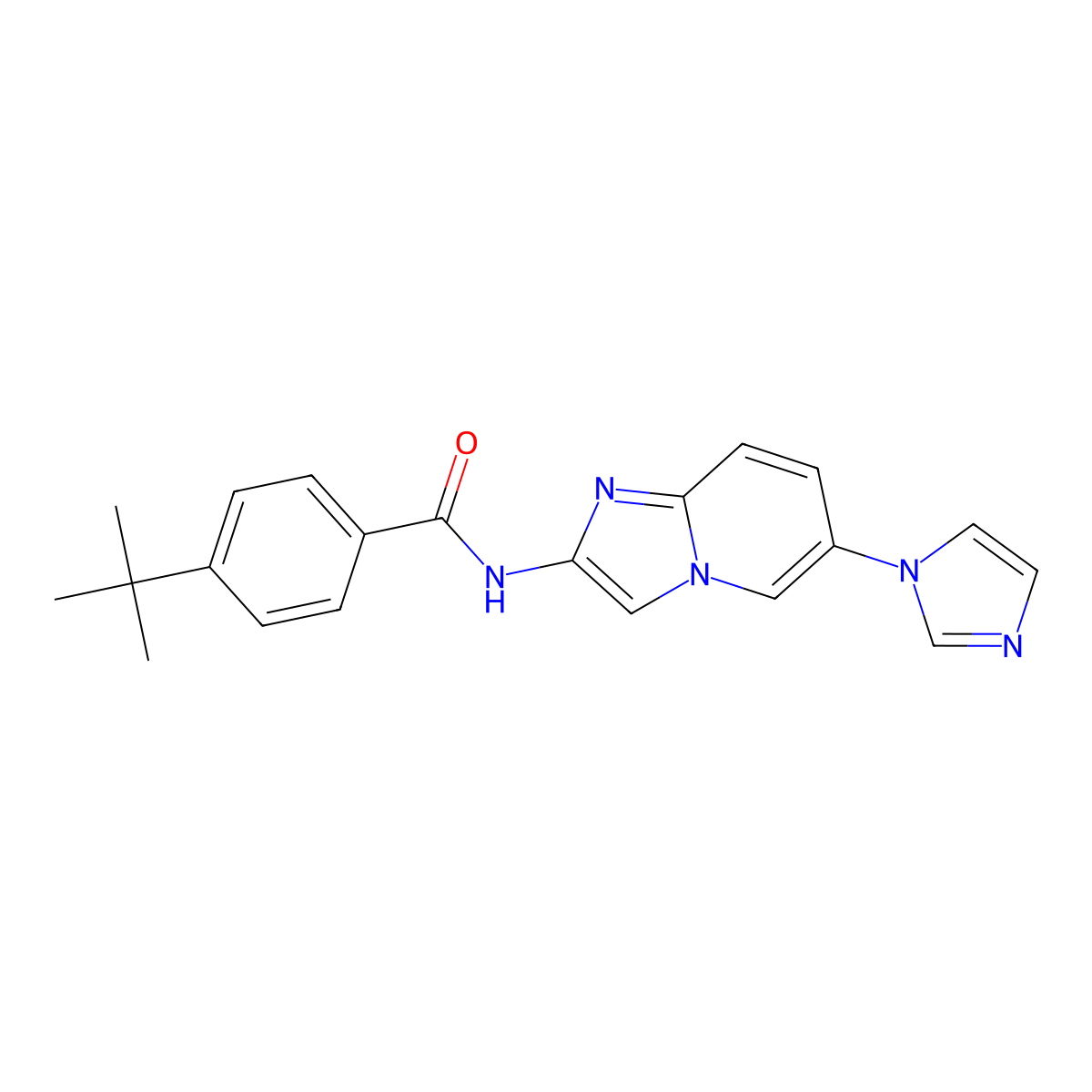 4-Tert-Butyl-N-[6-(1h-Imidazol-1-Yl)imidazo[1,2-A]pyridin-2-Yl]benzamide molecular structure, CAS 1005775-55-2