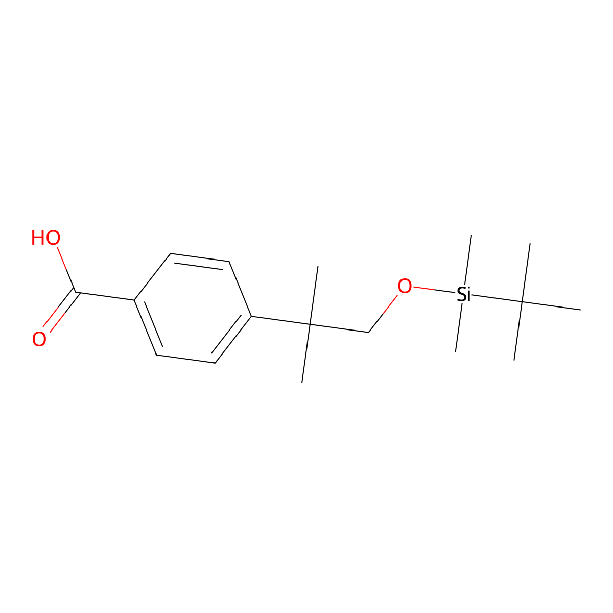 4-(1-((tert-Butyldimethylsilyl)oxy)-2-methylpropan-2-yl)benzoic acid molecular structure, CAS 1005786-00-4