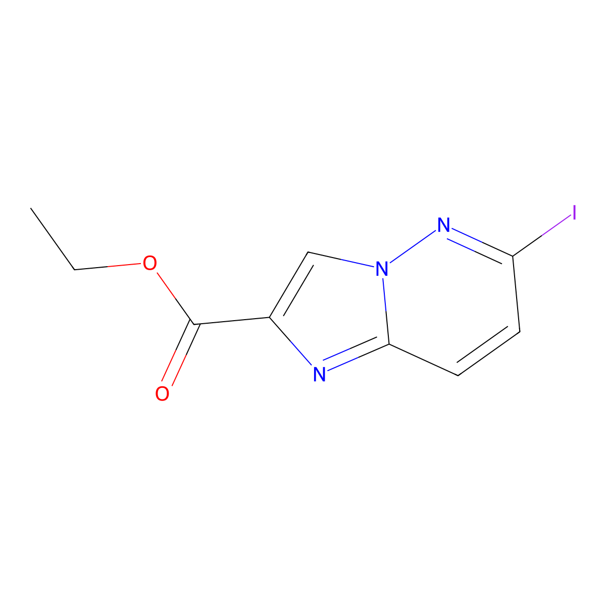 Ethyl 6-Iodoimidazo[1,2-b]pyridazine-2-carboxylate molecular structure, CAS 1005786-10-6