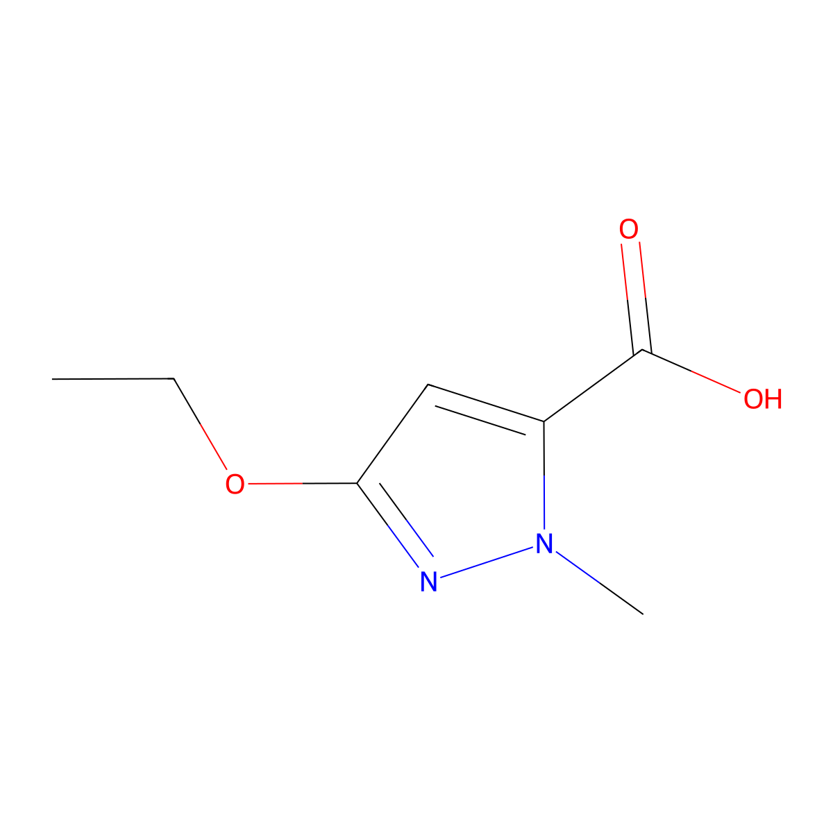 3-ethoxy-1-methyl-1H-pyrazole-5-carboxylic acid molecular structure, CAS 1005788-30-6