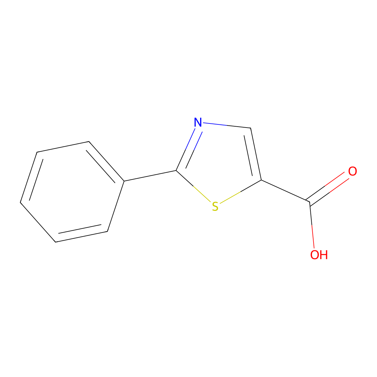 2-Phenyl-1,3-thiazole-5-carboxylic acid molecular structure, CAS 10058-38-5