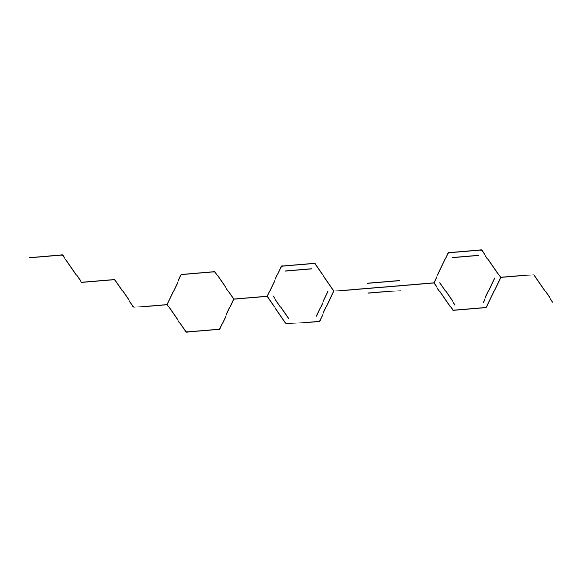 Rel-1-ethyl-4-((4-((1s,4r)-4-pentylcyclohexyl)phenyl)ethynyl)benzene molecular structure, CAS 100582-74-9