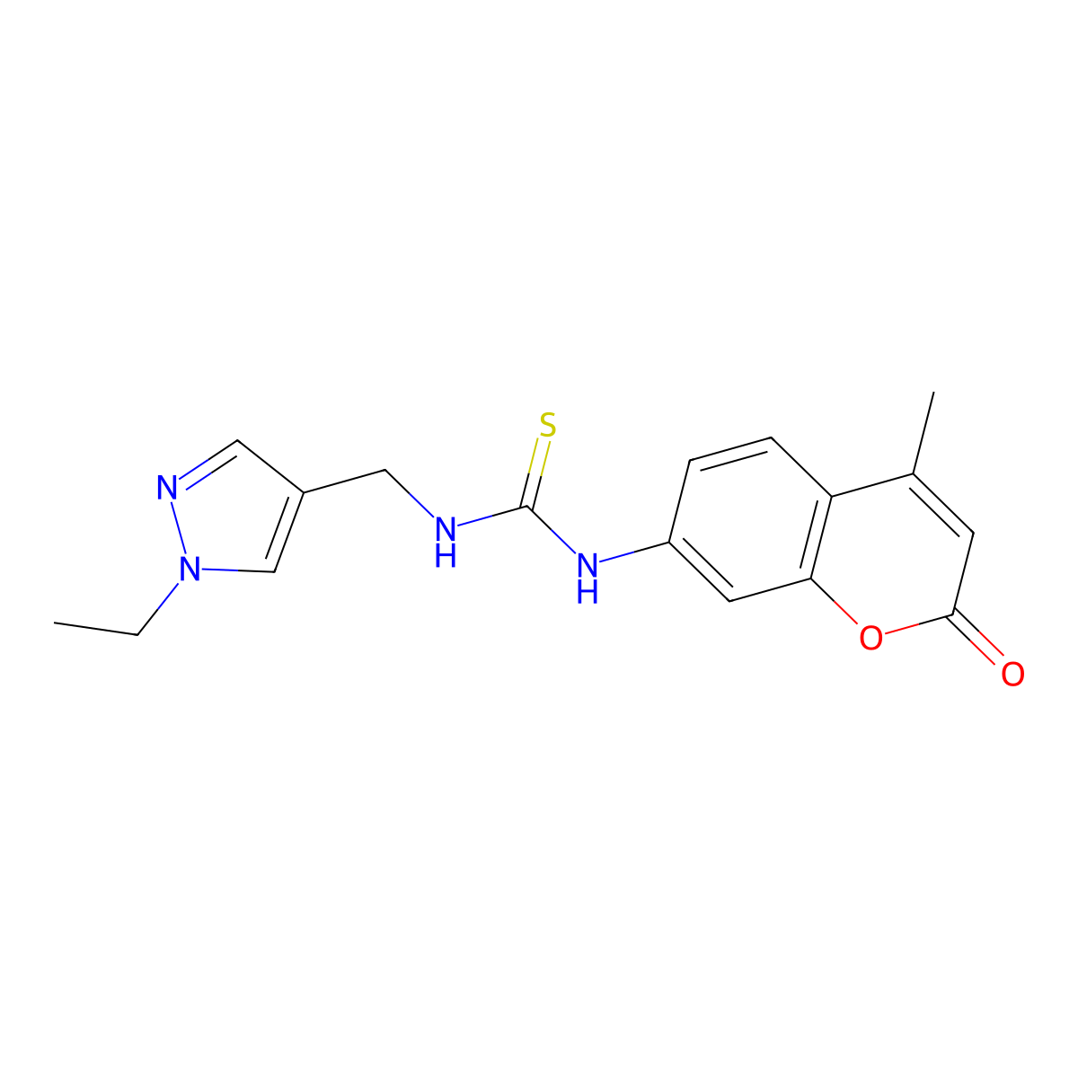 1-[(1-ethyl-1H-pyrazol-4-yl)methyl]-3-(4-methyl-2-oxo-2H-chromen-7-yl)thiourea molecular structure, CAS 1005844-36-9