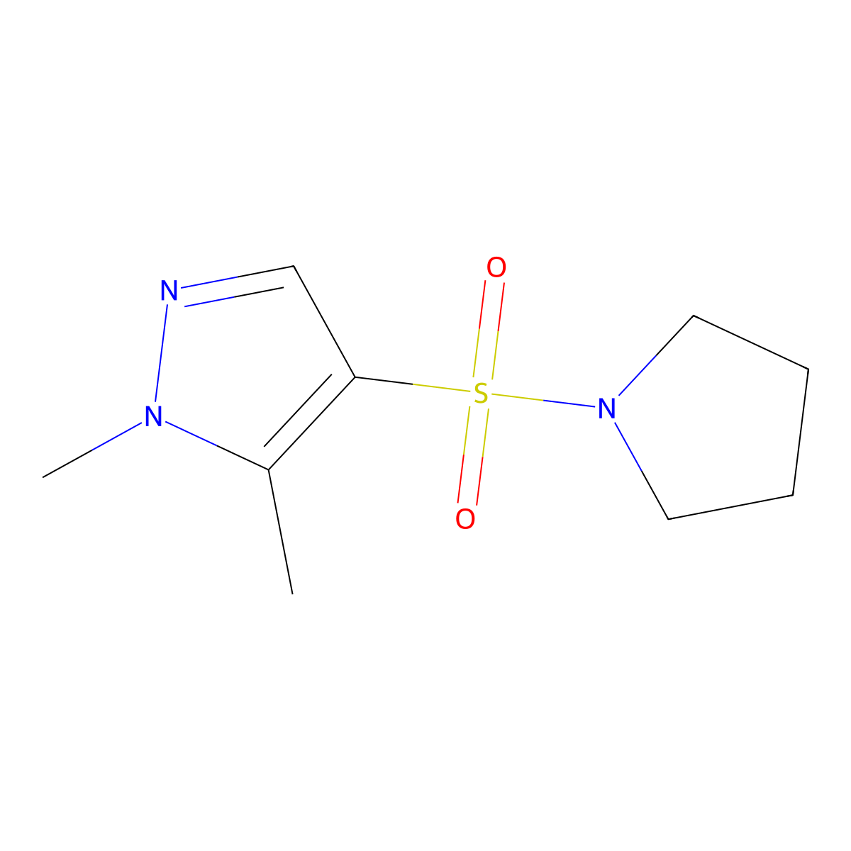 1,5-Dimethyl-4-(pyrrolidinylsulfonyl)pyrazole molecular structure, CAS 1005855-48-0