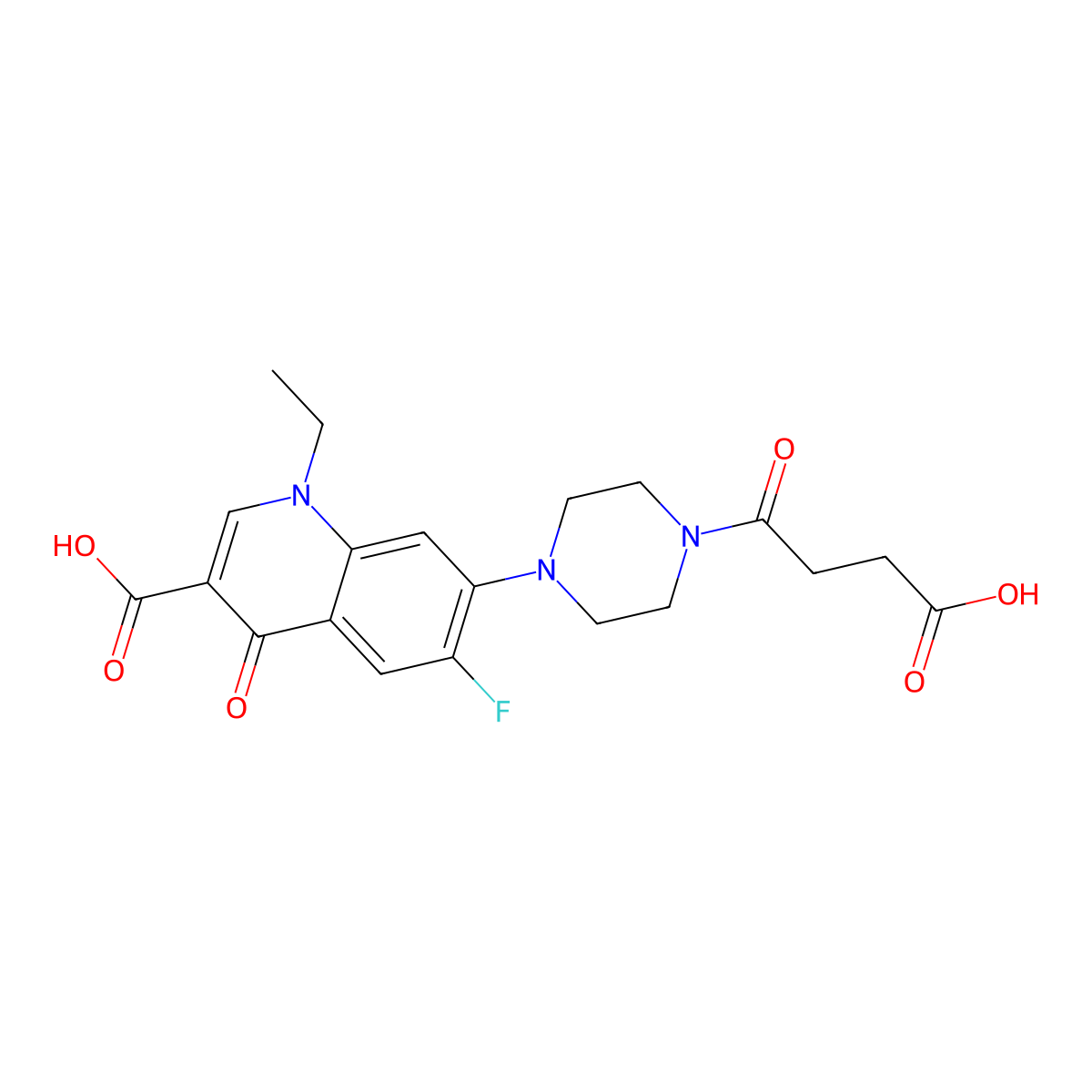 Norfloxacin succinil molecular structure, CAS 100587-52-8