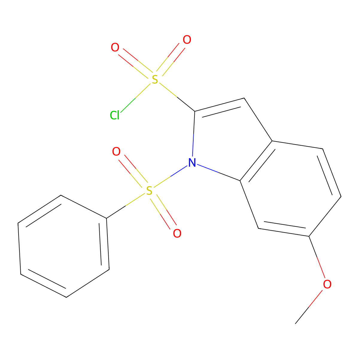 1-(benzenesulfonyl)-6-methoxy-1H-indole-2-sulfonylchloride molecular structure, CAS 100587-70-0