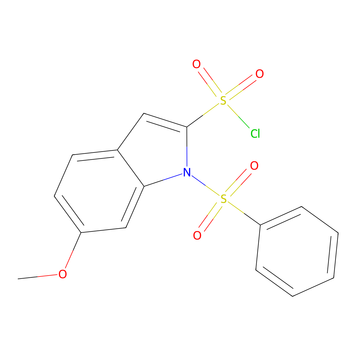 1-(benzenesulfonyl)-6-methoxy-1H-indole-2-sulfonylchloride molecular structure, CAS 100587-70-0