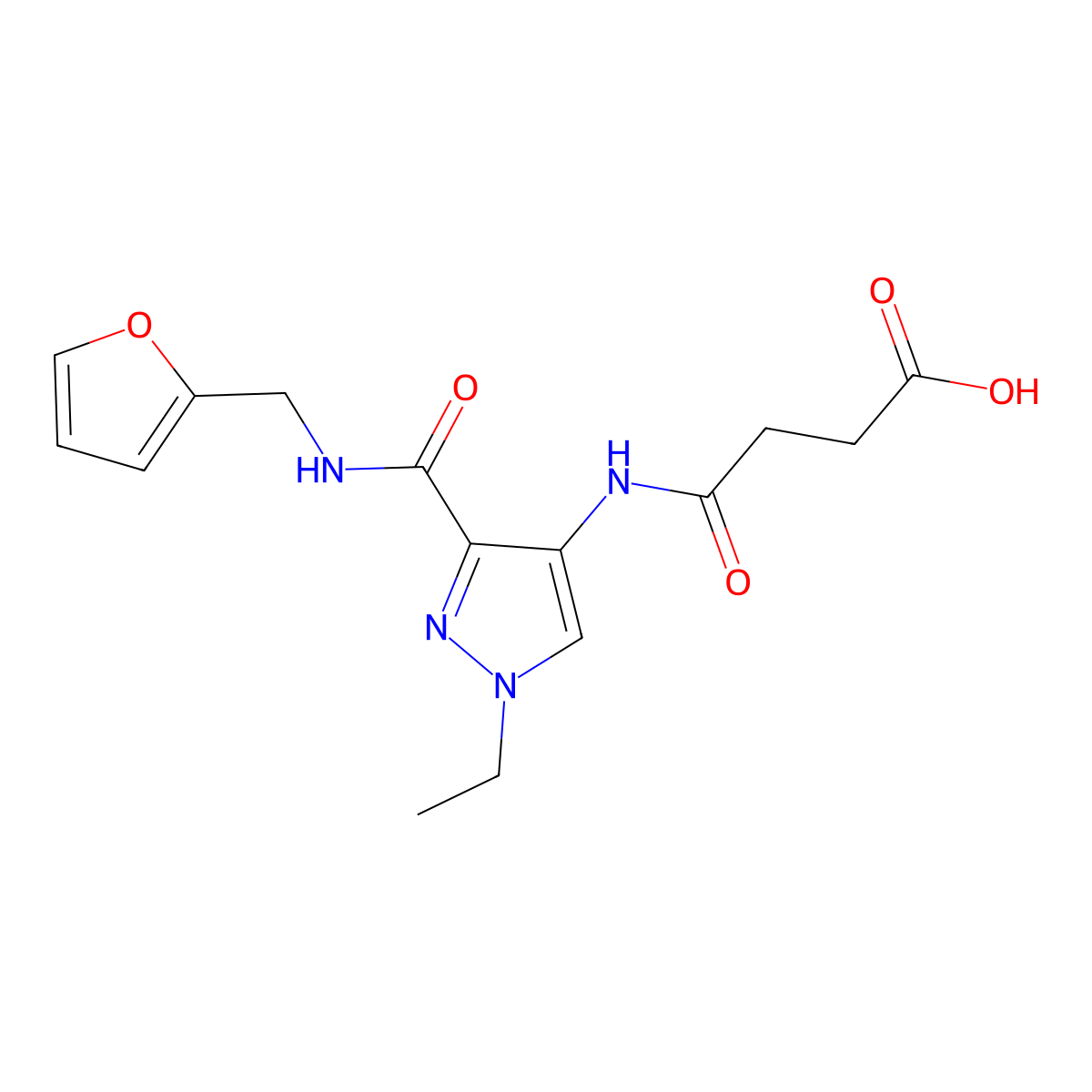 4-((1-ethyl-3-((furan-2-ylmethyl)carbamoyl)-1H-pyrazol-4-yl)amino)-4-oxobutanoic acid molecular structure, CAS 1005873-20-0
