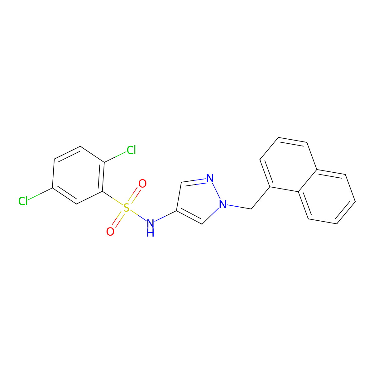[(2,5-Dichlorophenyl)sulfonyl][1-(naphthylmethyl)pyrazol-4-yl]amine molecular structure, CAS 1005874-57-6