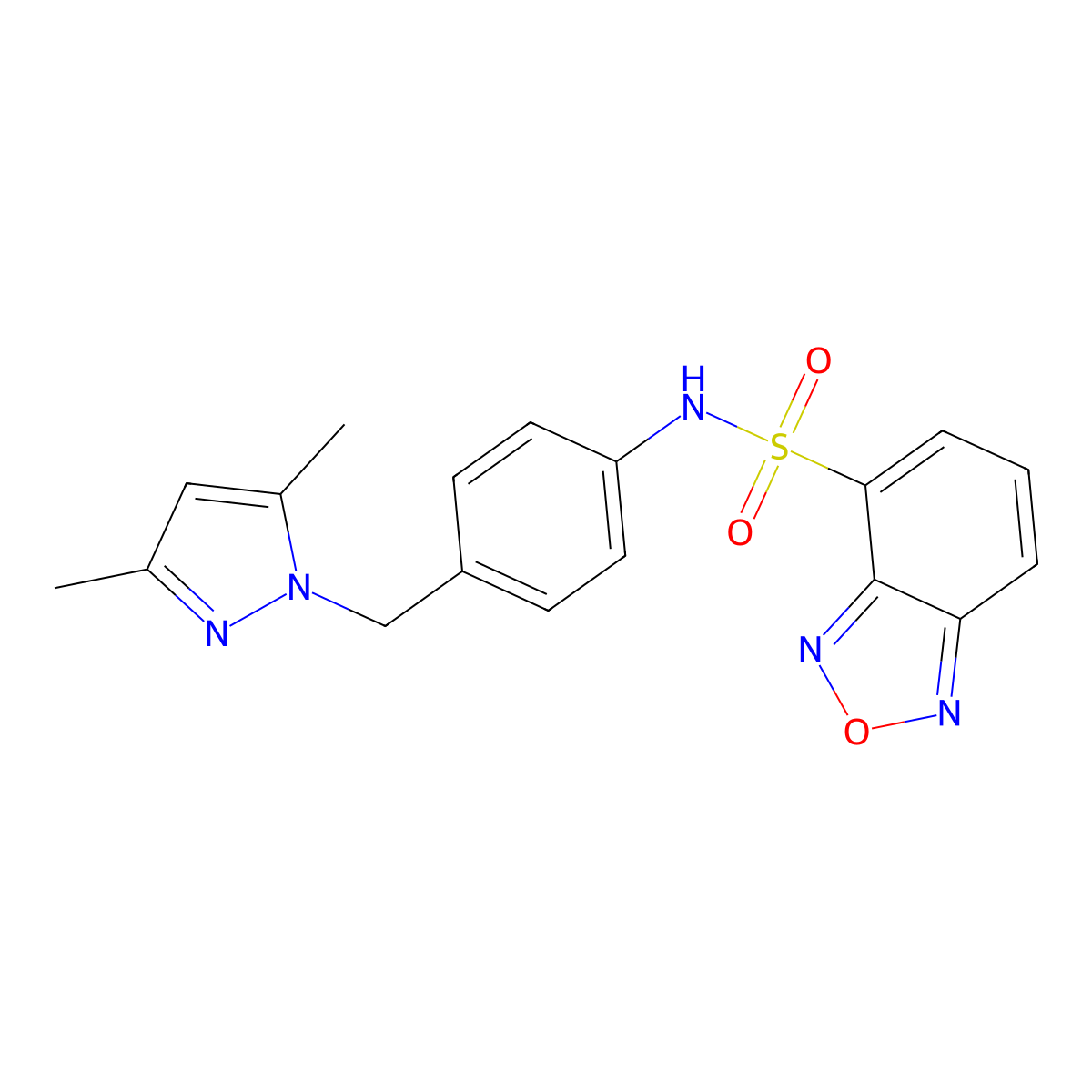 N-{4-[(3,5-dimethyl-1H-pyrazol-1-yl)methyl]phenyl}-2,1,3-benzoxadiazole-4-sulfonamide molecular structure, CAS 1005876-03-8