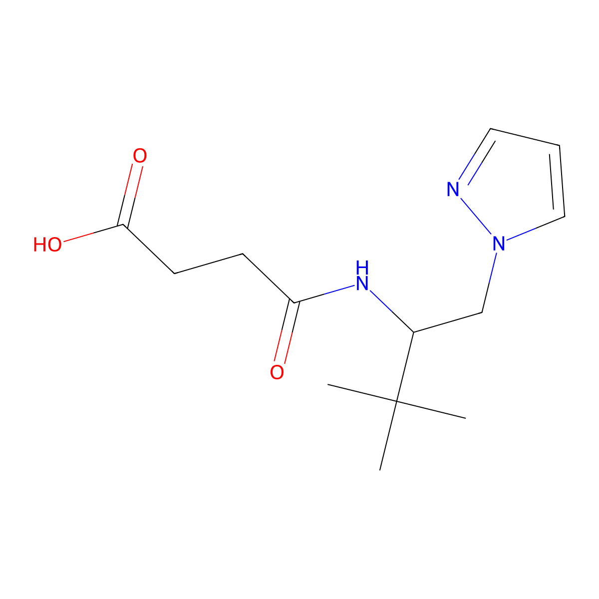 4-{[3,3-dimethyl-1-(1H-pyrazol-1-yl)butan-2-yl]amino}-4-oxobutanoic acid molecular structure, CAS 1005876-37-8