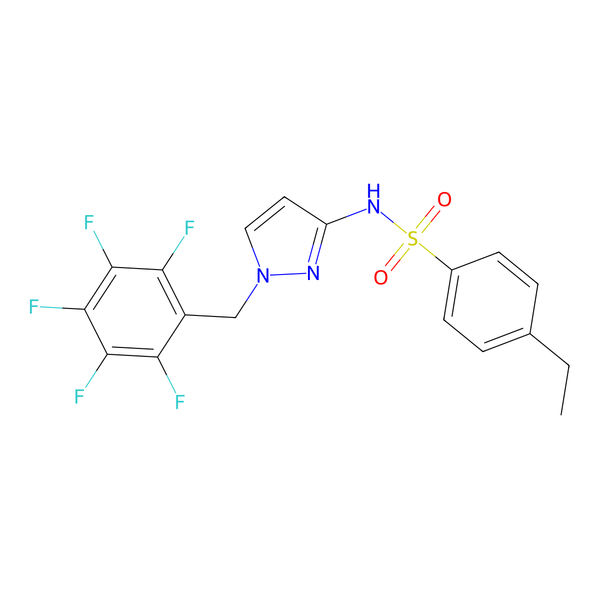 4-ethyl-N-[1-(pentafluorobenzyl)-1H-pyrazol-3-yl]benzenesulfonamide molecular structure, CAS 1005876-89-0