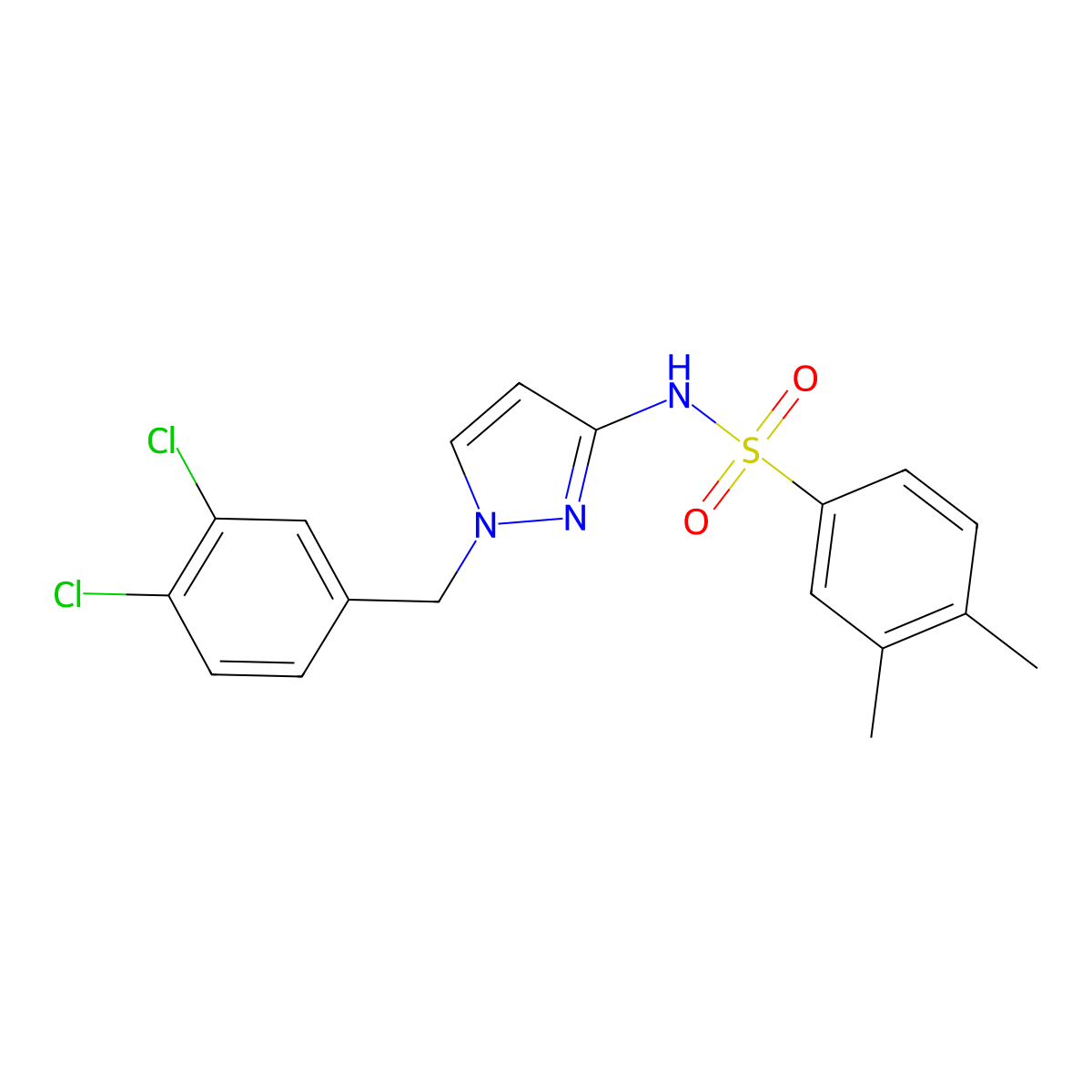 N-[1-(3,4-dichlorobenzyl)-1H-pyrazol-3-yl]-3,4-dimethylbenzenesulfonamide molecular structure, CAS 1005877-34-8