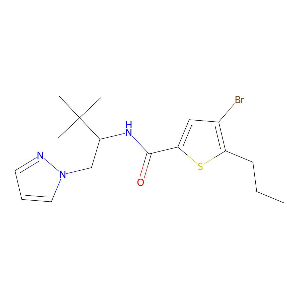 4-bromo-N-[3,3-dimethyl-1-(1H-pyrazol-1-yl)butan-2-yl]-5-propylthiophene-2-carboxamide molecular structure, CAS 1005877-56-4