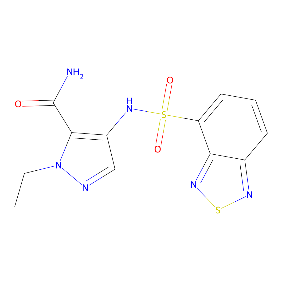4-[(2,1,3-benzothiadiazol-4-ylsulfonyl)amino]-1-ethyl-1H-pyrazole-5-carboxamide molecular structure, CAS 1005878-79-4