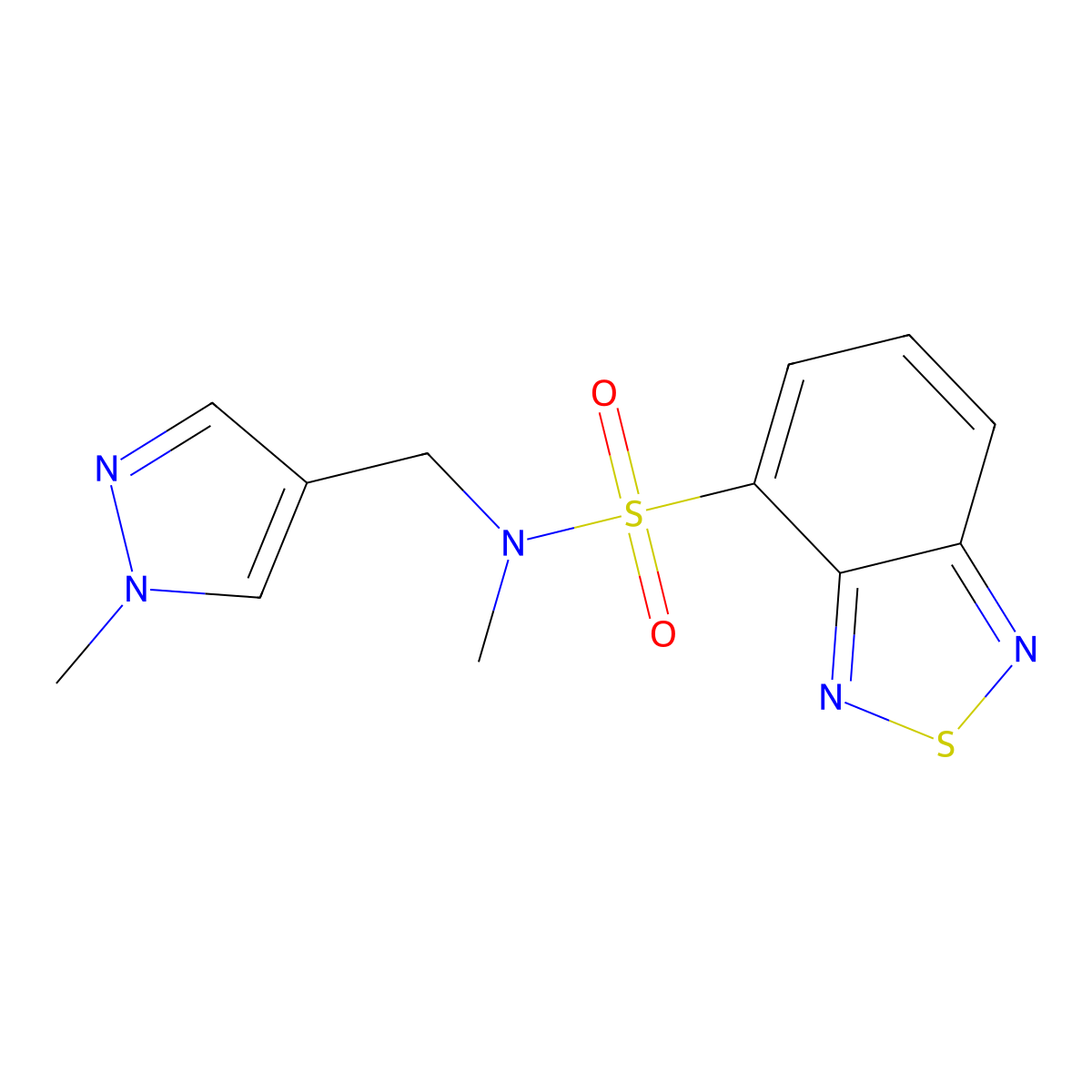 N-methyl-N-[(1-methyl-1H-pyrazol-4-yl)methyl]-2,1,3-benzothiadiazole-4-sulfonamide molecular structure, CAS 1005878-87-4