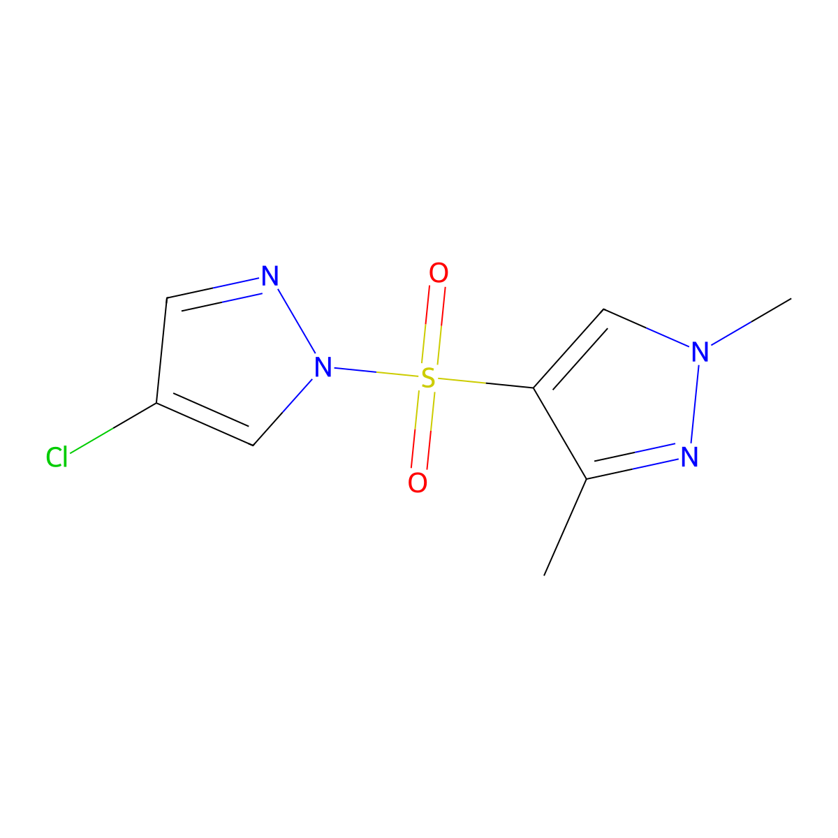 4-[(4-chloro-1H-pyrazol-1-yl)sulfonyl]-1,3-dimethyl-1H-pyrazole molecular structure, CAS 1005879-19-5