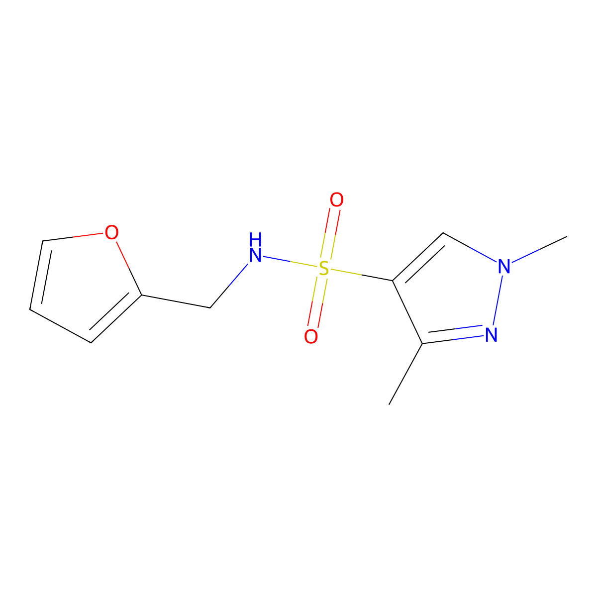 [(1,3-Dimethylpyrazol-4-yl)sulfonyl](2-furylmethyl)amine molecular structure, CAS 1005879-58-2