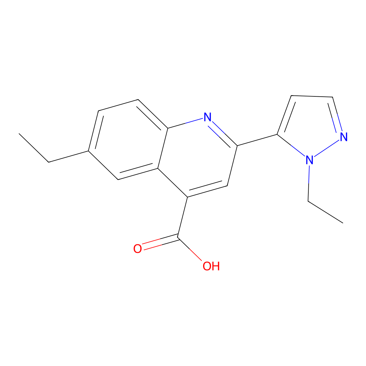 6-ethyl-2-(1-ethyl-1H-pyrazol-5-yl)quinoline-4-carboxylic acid molecular structure, CAS 1005886-88-3
