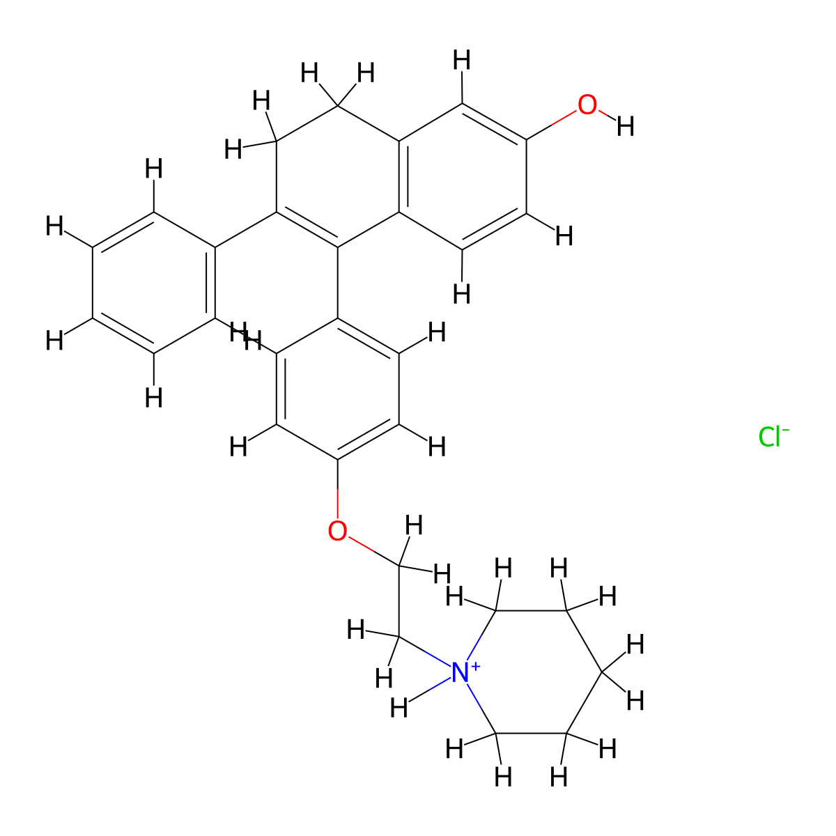 2-Naphthol, 7,8-dihydro-6-phenyl-5-(p-(2-piperidinoethoxy)phenyl)-, hydrochloride molecular structure, CAS 10059-68-4