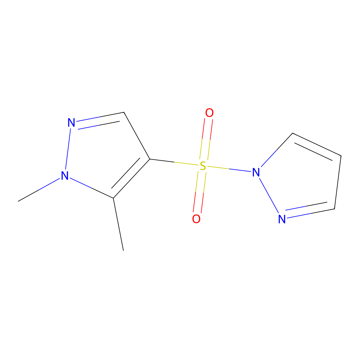 1,5-dimethyl-4-(1H-pyrazol-1-ylsulfonyl)-1H-pyrazole molecular structure, CAS 1005907-88-9
