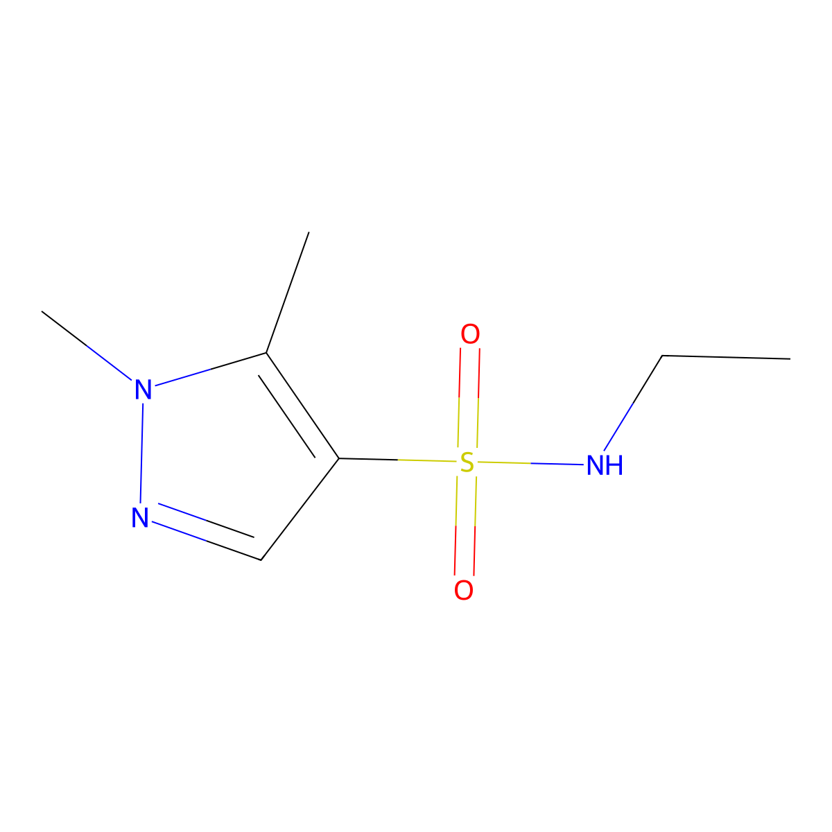 N-ethyl-1,5-dimethyl-1H-pyrazole-4-sulfonamide molecular structure, CAS 1005907-96-9
