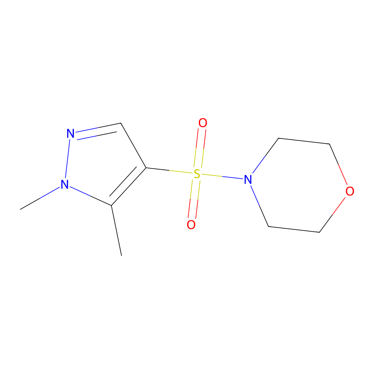 4-[(1,5-Dimethylpyrazol-4-yl)sulfonyl]morpholine molecular structure, CAS 1005908-18-8