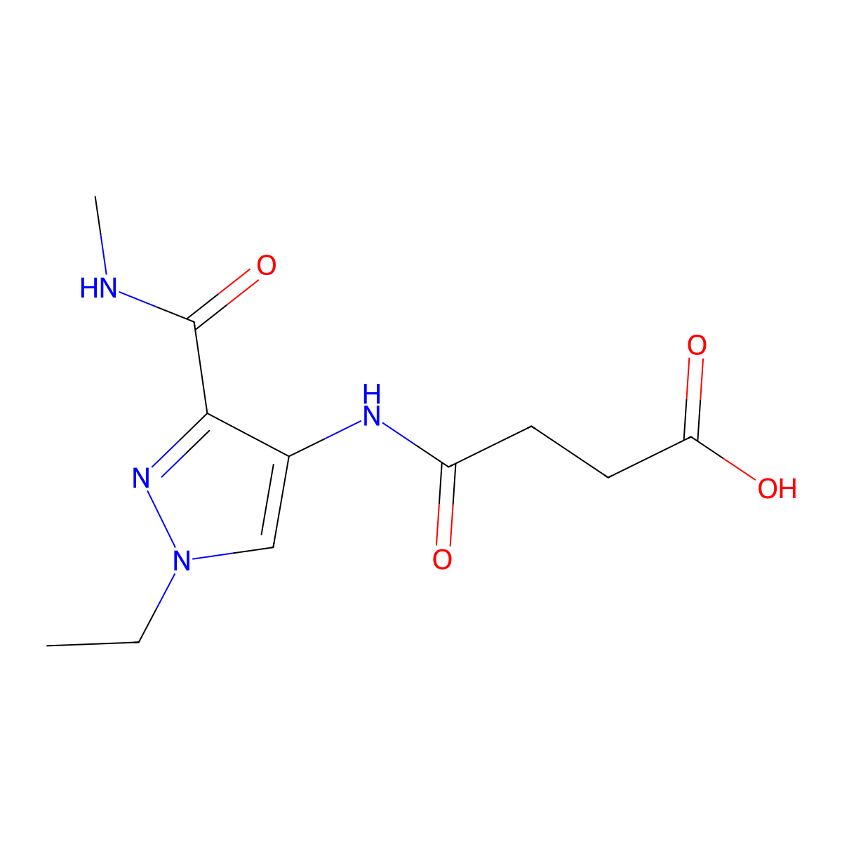 3-{N-[1-ethyl-3-(N-methylcarbamoyl)pyrazol-4-yl]carbamoyl}propanoic acid molecular structure, CAS 1005909-20-5