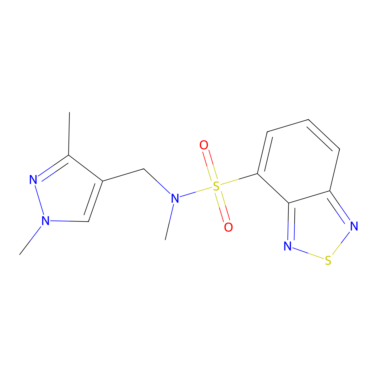 N-[(1,3-dimethyl-1H-pyrazol-4-yl)methyl]-N-methyl-2,1,3-benzothiadiazole-4-sulfonamide molecular structure, CAS 1005912-39-9