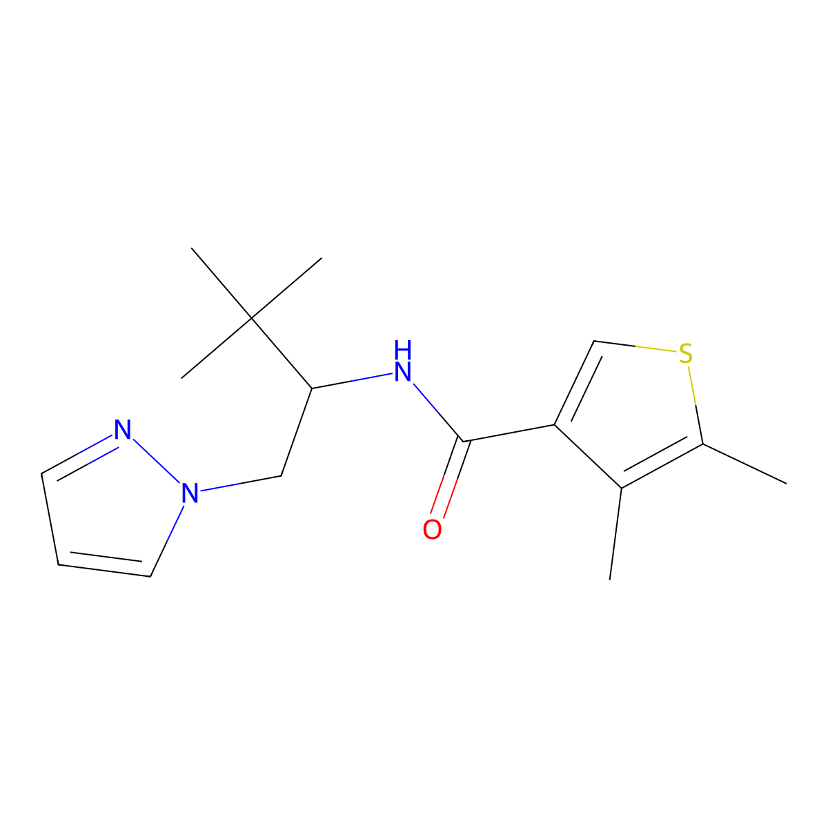 N-[3,3-dimethyl-1-(1H-pyrazol-1-yl)butan-2-yl]-4,5-dimethylthiophene-3-carboxamide molecular structure, CAS 1005912-75-3