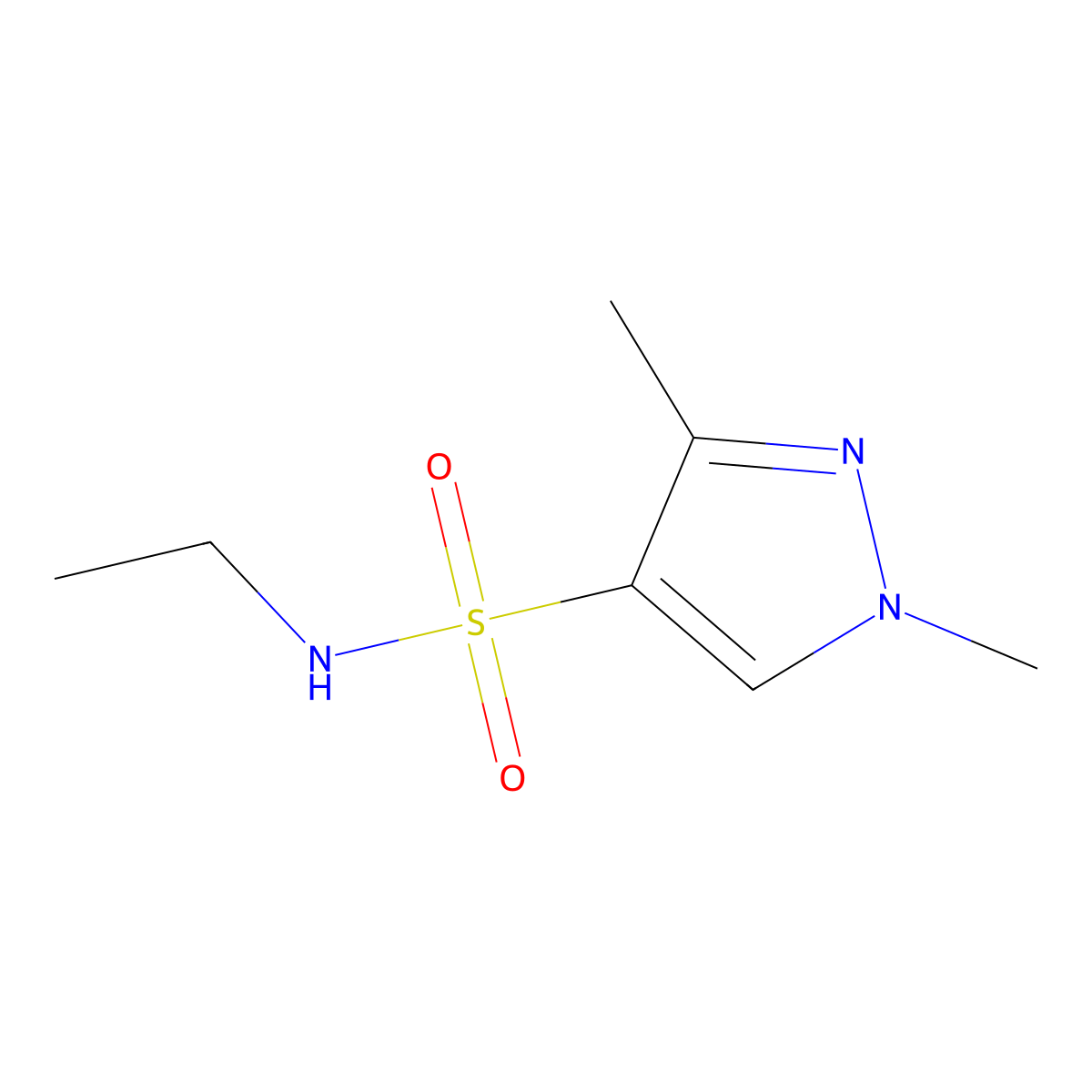 N-ethyl-1,3-dimethyl-1H-pyrazole-4-sulfonamide molecular structure, CAS 1005913-00-7